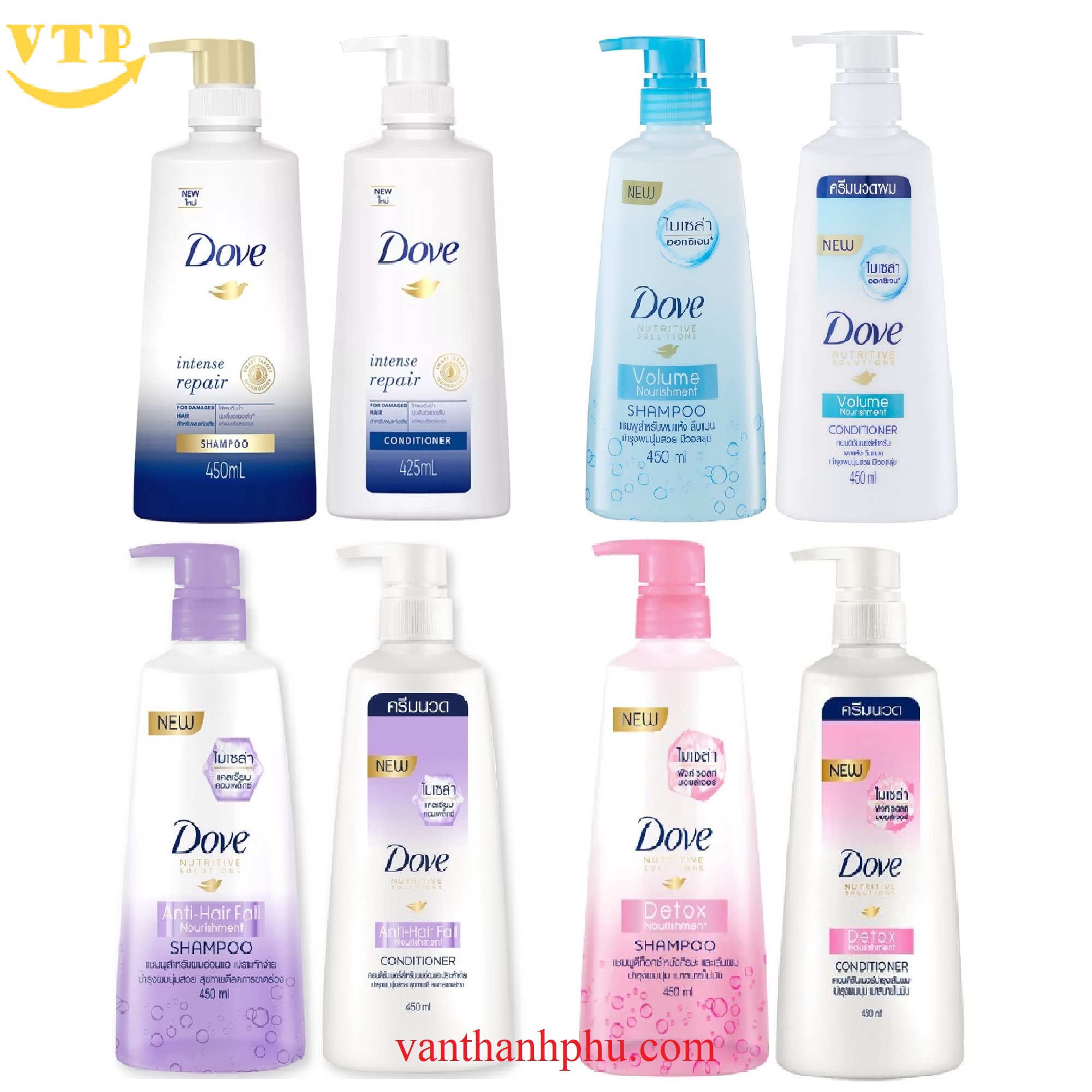 Combo 2 Chai Dầu Gội Xả Dove 450ml Thái Lan