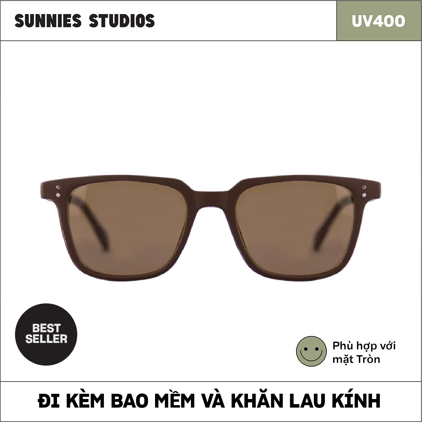 Kính mát Sunnies Studios Gọng Vuông Henrick in Brunette