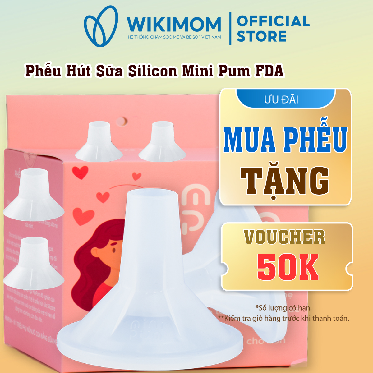 Phễu kích sữa Silicon Mini Pum FDA chính hãng bộ 2 phễu - Phễu hút sữa silicon, hút êm ái, chống giãn chân ti cho mẹ