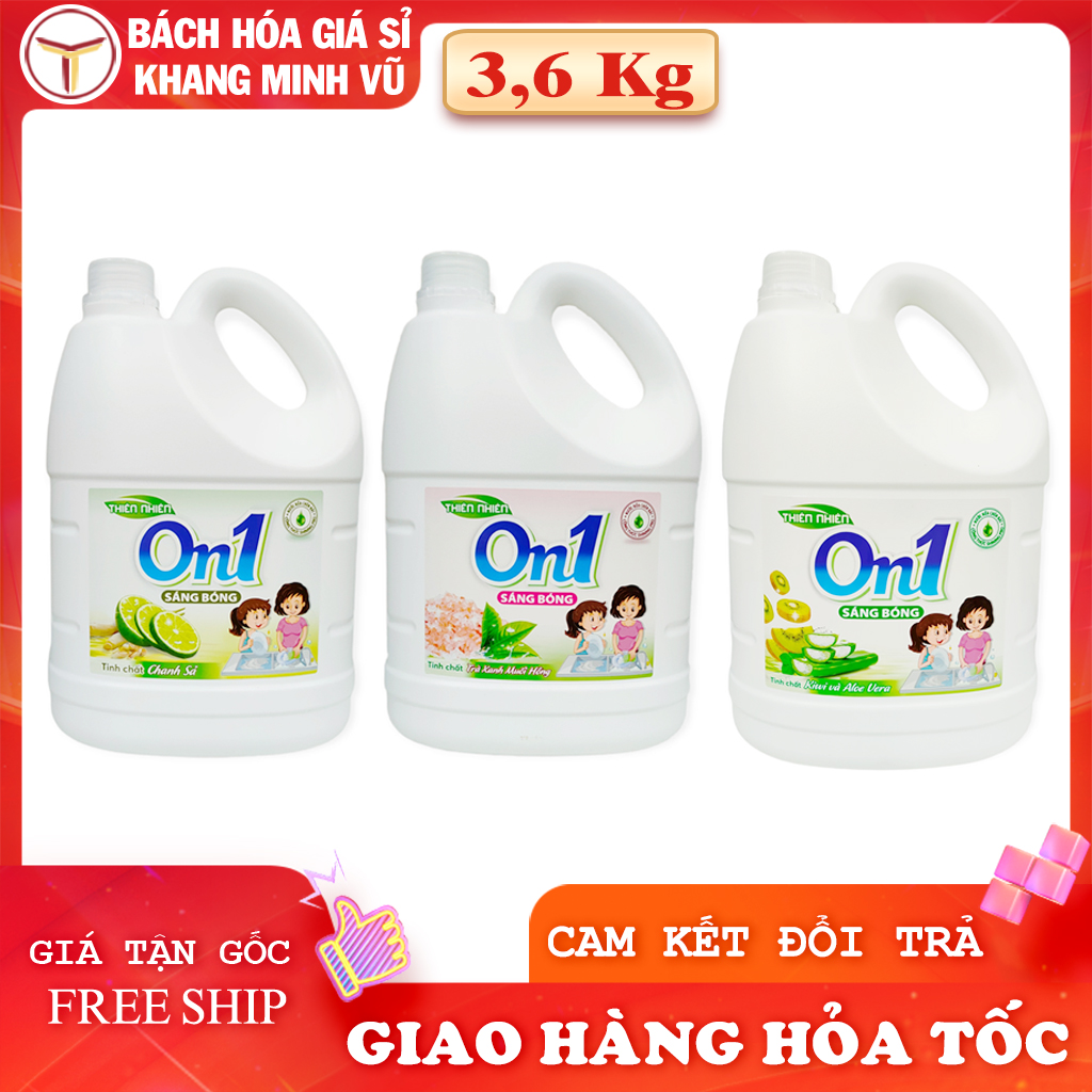 Nước Rửa Chén On1 3,6Kg Tinh Chất Chanh Sả Và Trà Xanh Muối Hồng