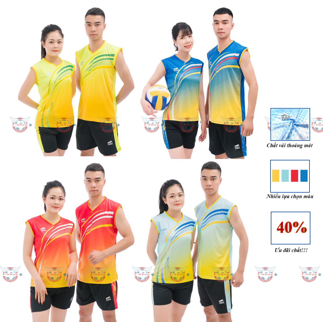 Bộ Quần Áo Bóng Chuyền Nam Nữ Z03- Bộ quần áo bóng chuyền sát nách- Đồ bóng chuyền cao cấp
