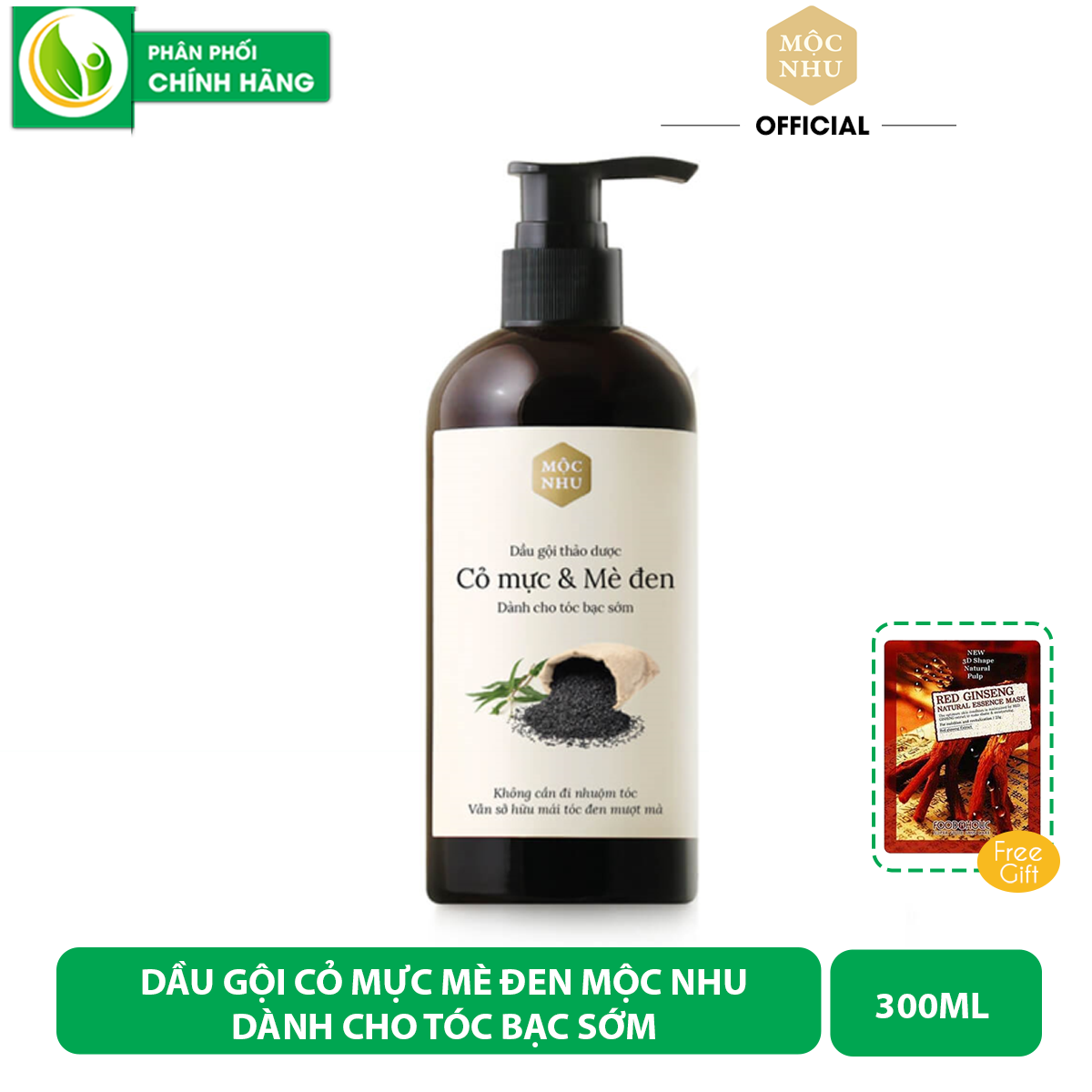 Dầu gội cỏ mực & mè đen Mộc Nhu - Giải pháp điều tri tóc bạc sớm