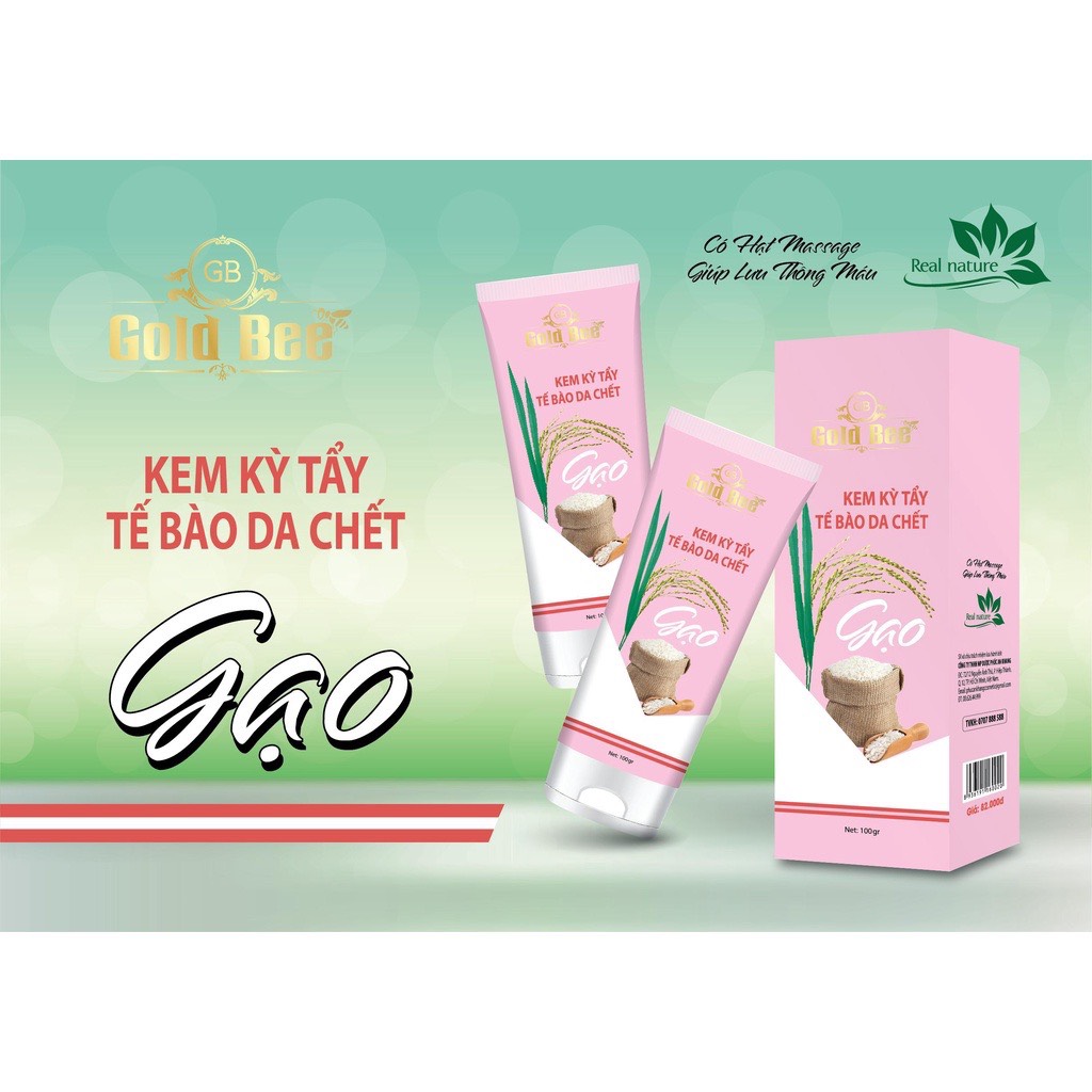 Kem tẩy kỳ tế bào da chết tinh chất gạo gold bee