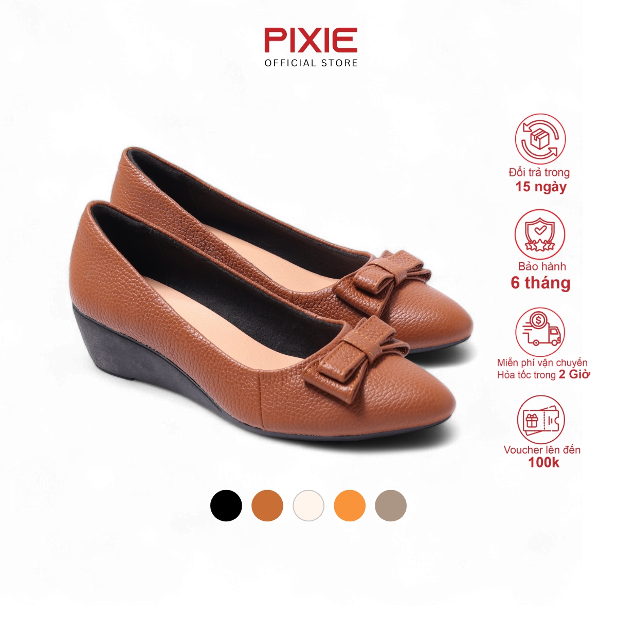 Giày Đế Xuồng 3cm Mũi Nhọn Gắn Nơ [Form nhỏ tăng 1 size] Pixie X619