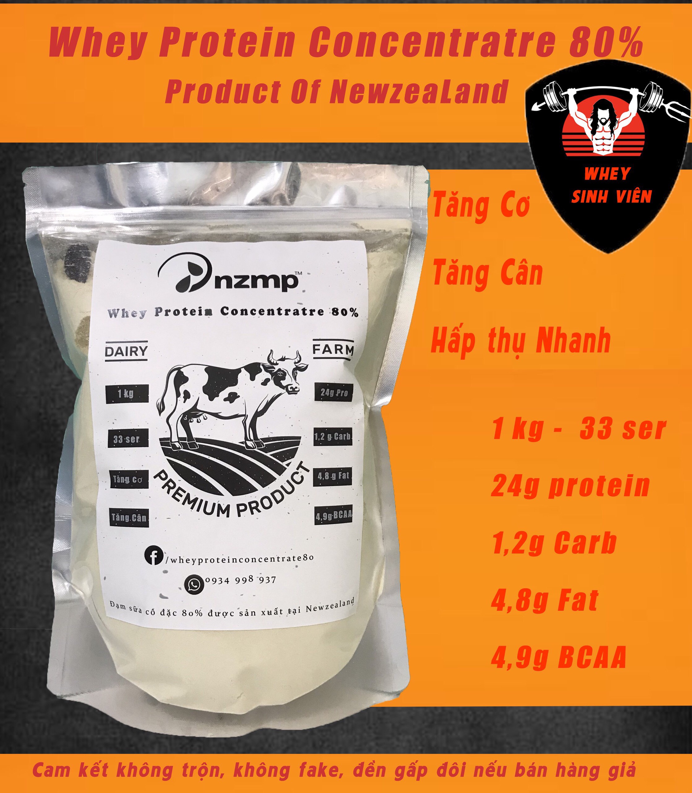 Whey 80% nzmp - tăng cơ, tăng cân