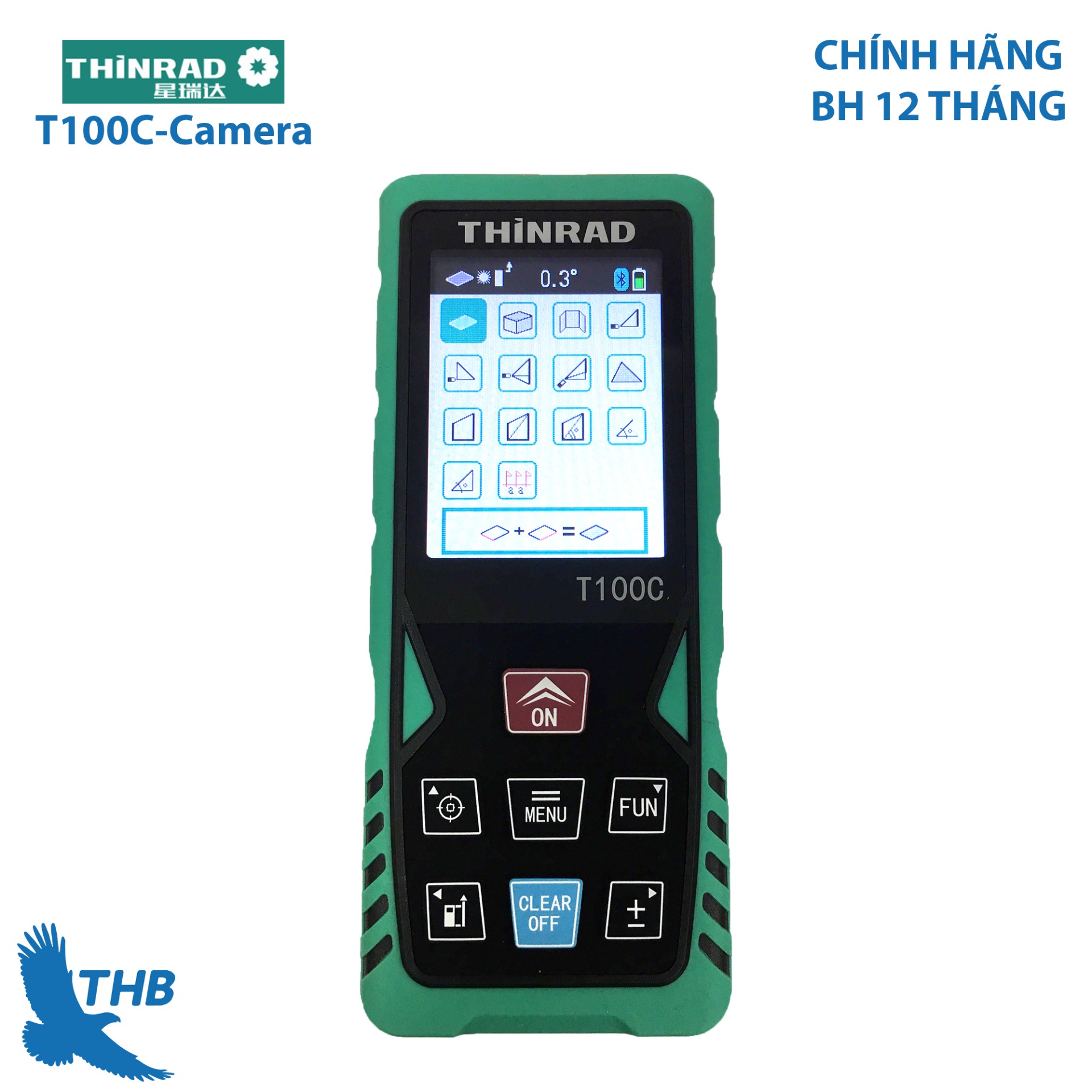 Máy đo khoảng cách từ xa bằng Laser 100m có camera hỗ trợ đo ngoài trời Tích hợp màn hình màu và cảm biến góc nghiêng T100C