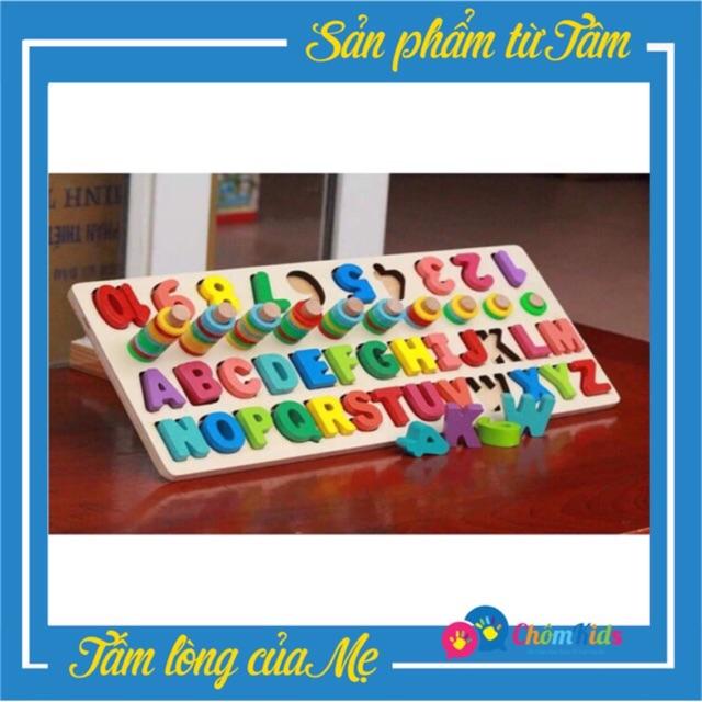 BỘ GHÉP CỌC THEO SỐ LƯỢNG VÀ CHỮ CÁI TIẾNG ANH CHO BÉ