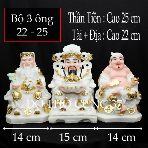 [ BỘ 3 ÔNG MÀU TRẮNG  ] THẦN TÀI +THỔ ĐỊA +THẦN TIỀN  [ COMPOSITE + BỘT ĐÁ ]