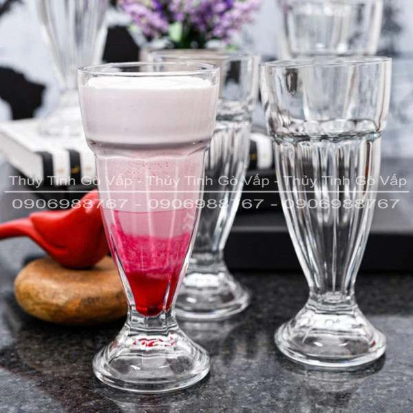 Ly thủy tinh sinh tố sọc ngắn 310ml đẹp, cốc thủy tinh soda, nước ép deli nhập khẩu bền, đẹp, an toàn thuytinhgovap delg-bql024