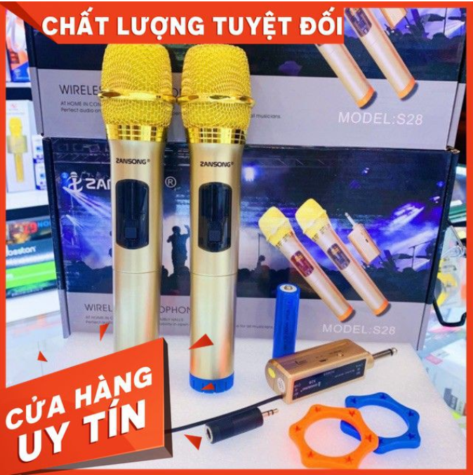 [HCM][ COMBO 2 MIC GIÁ RẺ ] Trọn Bộ 2 Micro Không Dây Đa Năng Zansong S28 Cho Loa KéoLoa KaraokeLoa Bluetooth Âm Vang - Ấm-Mic Hát Karaoke Cầm Tay MiniSản Phẩm Với Thiết Kế Hoàn Toàn Mới LạÂm Thanh Nghe HayKhông Bị Rè
