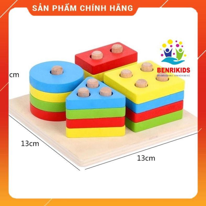 Đồ Chơi Thả Hình 4 Trụ Cho Bé Bằng Gỗ Giúp Bé Rèn Luyện Tư Duy Logic
