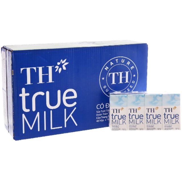 Thùng sữa tươi tiệt trùng TH true milk 180 ml 48 hộp  Nguyên chất Có đường