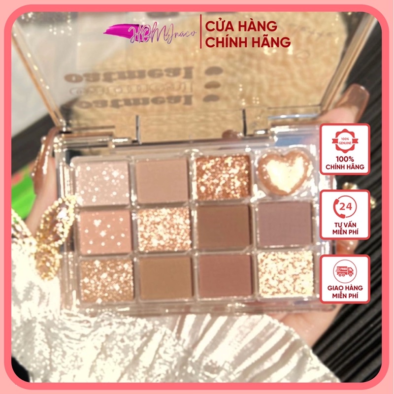 Bảng Phấn Mắt OATMEAL XI7574 Callcall Ling 12 Ô Lấp Lánh Ánh Kim Tông Lì Hiệu Ứng Ngọc Trai Lấp Lánh Siêu Hot l