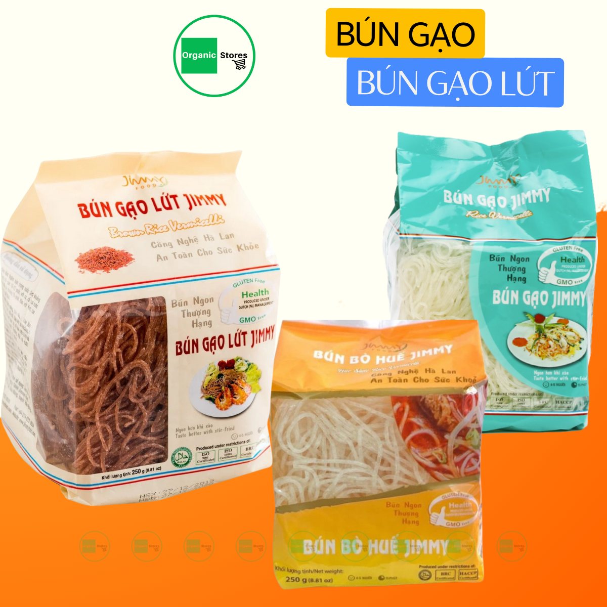 Bún Gạo Trắng - Bún Gạo - Lứt Bún Bò Xuất Khẩu 250g (Jimmy Food)