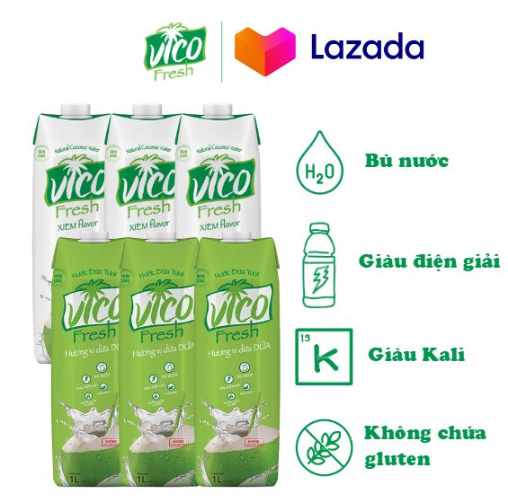 Combo 6 hộp nước dừa vico fresh 1l -