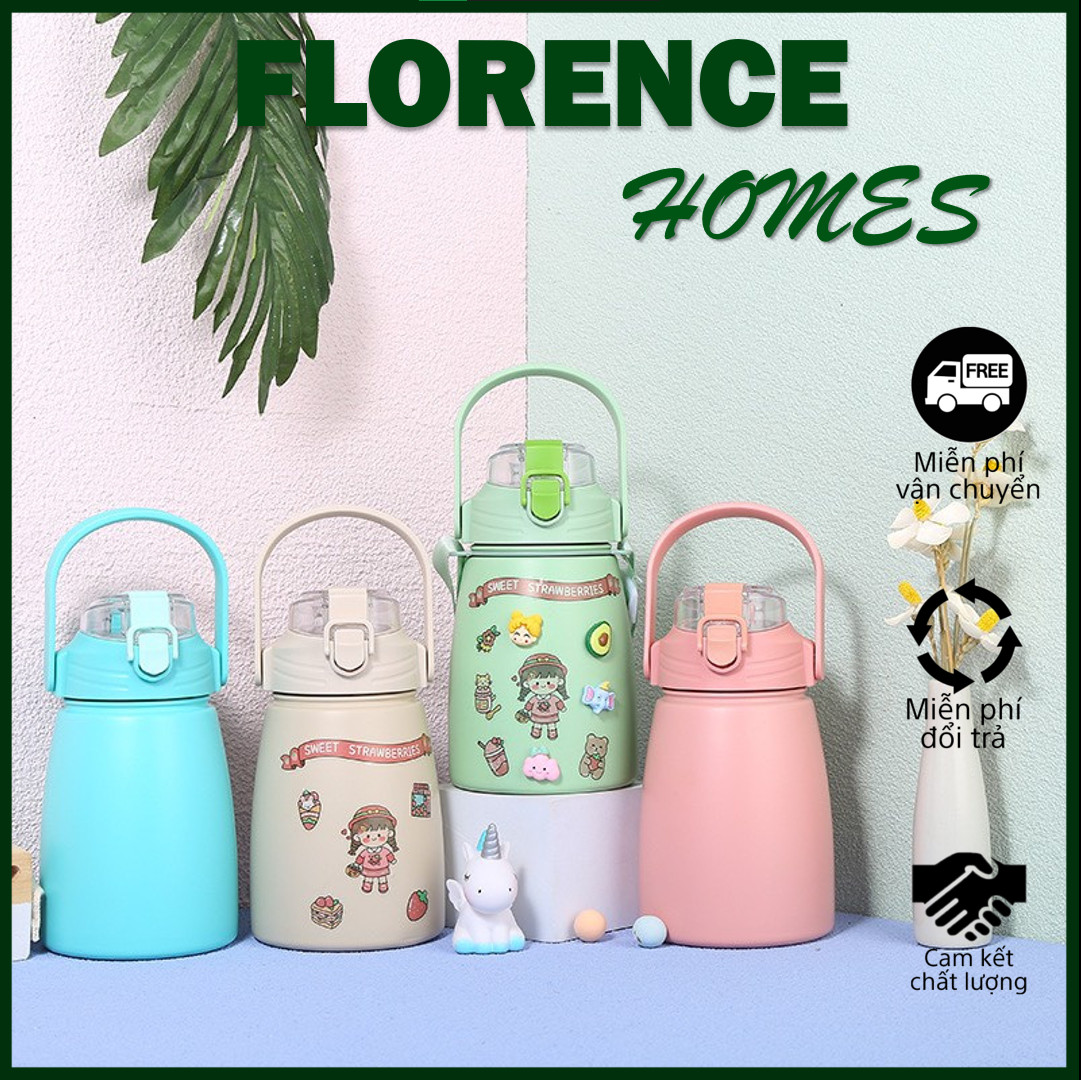 Bình Giữ Nhiệt Inox Ulike 1L Tặng Kèm Sticker Và Ống Hút Florence Homes