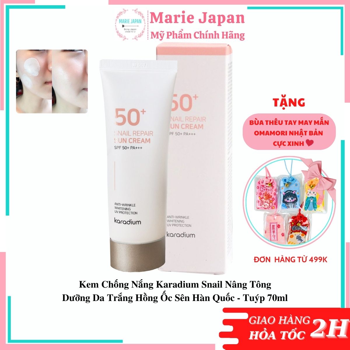 Kem Chống Nắng Karadium Snail Repair Hàn Quốc Tuýp 70ml