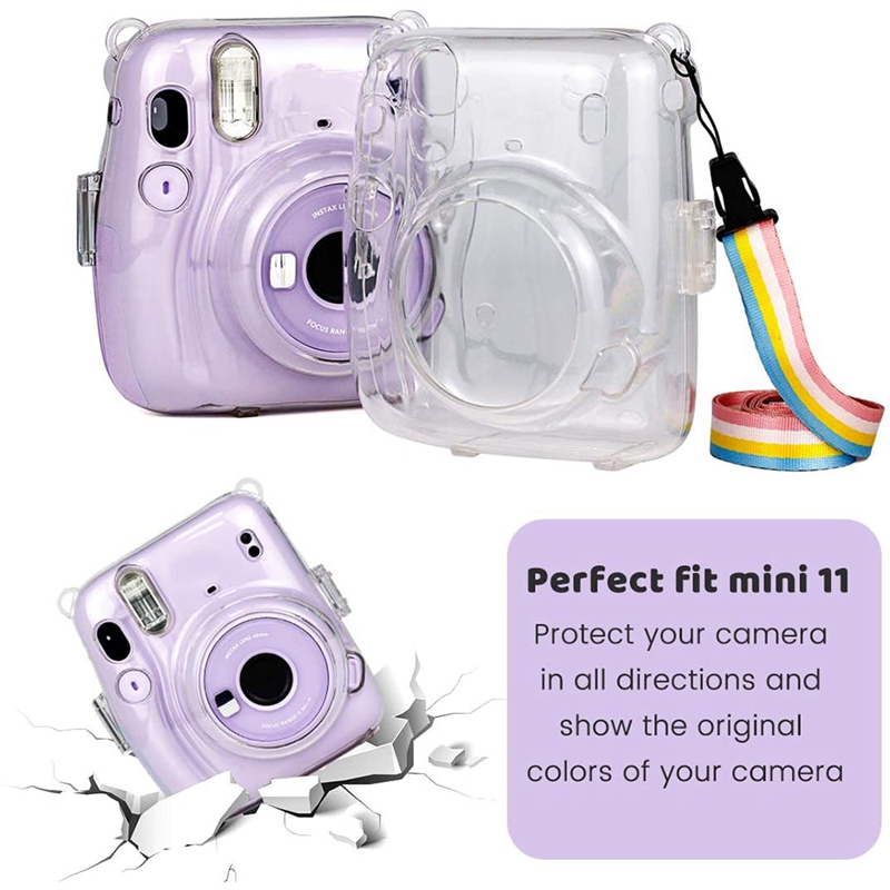Crystal Camera Case Protective Clear Case with Adjustable Rainbow Strap for Fujifilm Instax Mini 11 Cameras Accessories 6