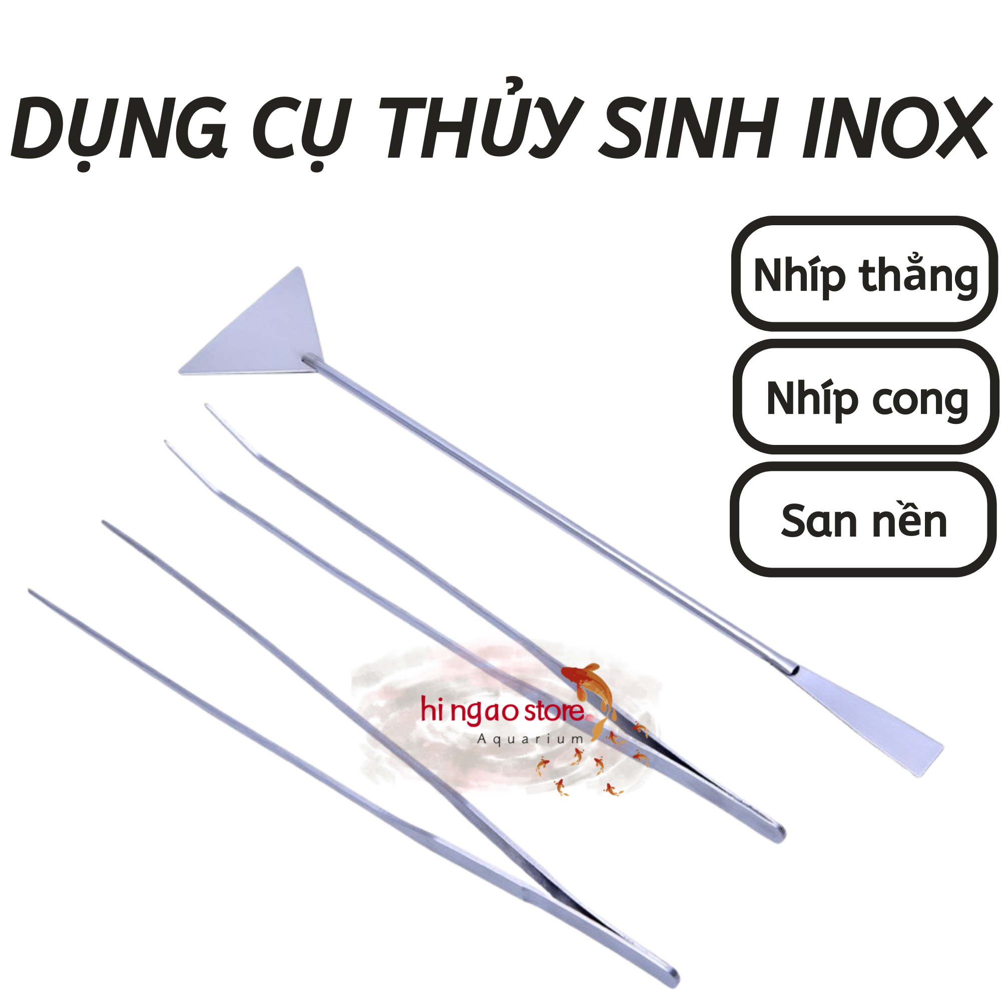 Nhíp Inox Cong, Nhíp Inox Thẳng , Cây San Nền Inox  - Dụng cụ thủy sinh   | Hingaostore.