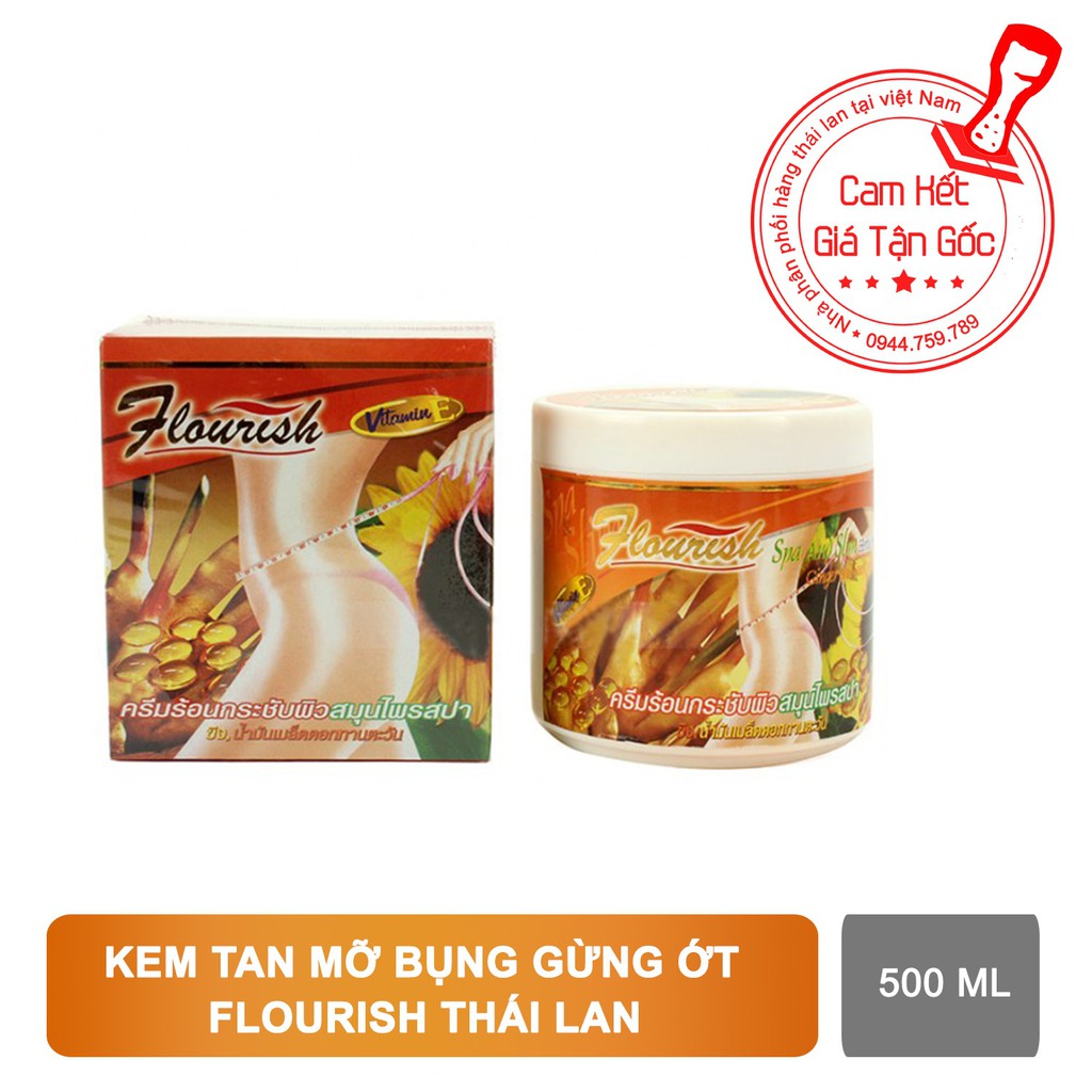 Kem tan mỡ bụng gừng Flourish 500ml - Thái Lan