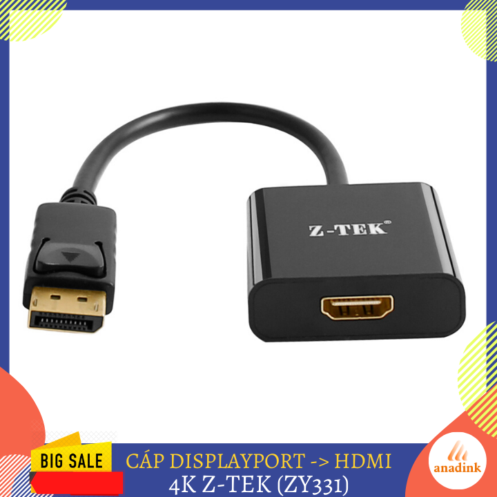 Cáp displayport xuất ra hdmi 4k z-tek hàng chính hãng ztek