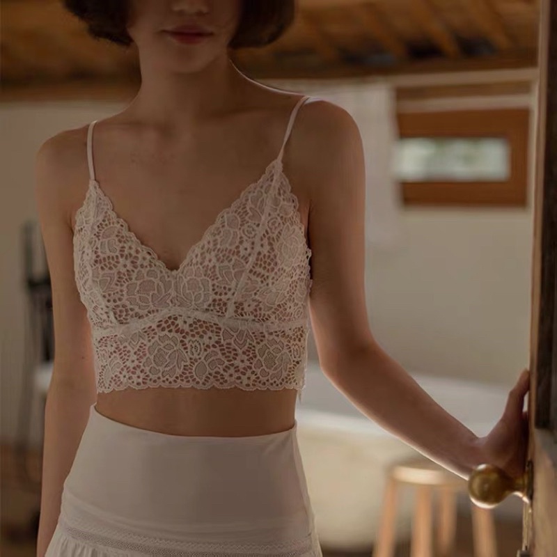 Áo bra ren cúp ngực mỏng không gọng, áo bra ren croptop