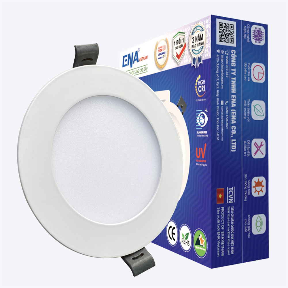Đèn LED âm trần siêu mỏng 3w 6w 9w 12w 18w 24w ánh sáng trắng, trung tính, vàng và 3 chế độ ENA mẫu ATL