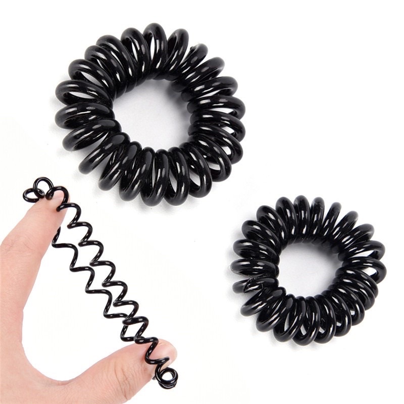 Dây cột tóc lò xo đen và màu ngũ sắc nhỏ 3cm
