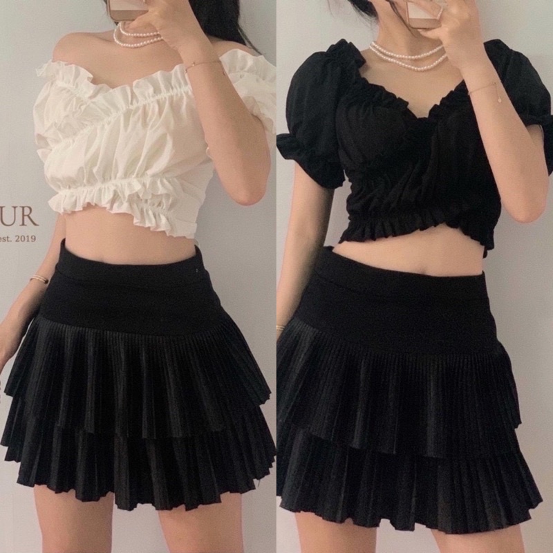 Áo kiểu bèo phối dây chéo bụng xinh dây 1m luôn nha love 3