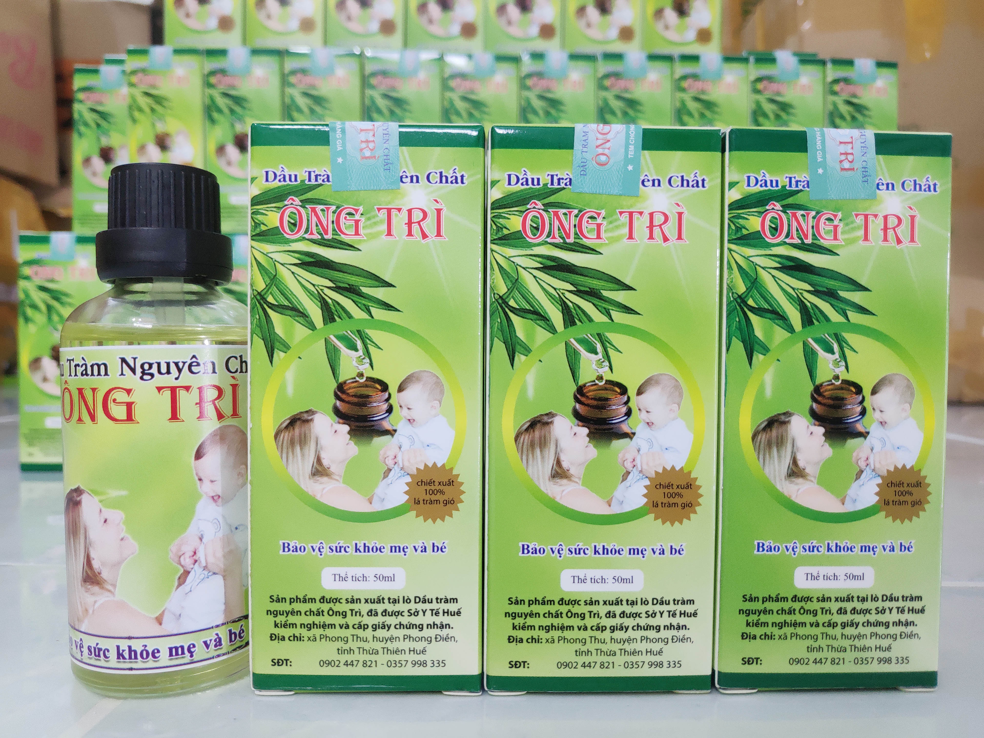 Combo 3 chai Dầu Tràm Huế, Dầu Tràm nguyên chất Ông Trì chai 50ml