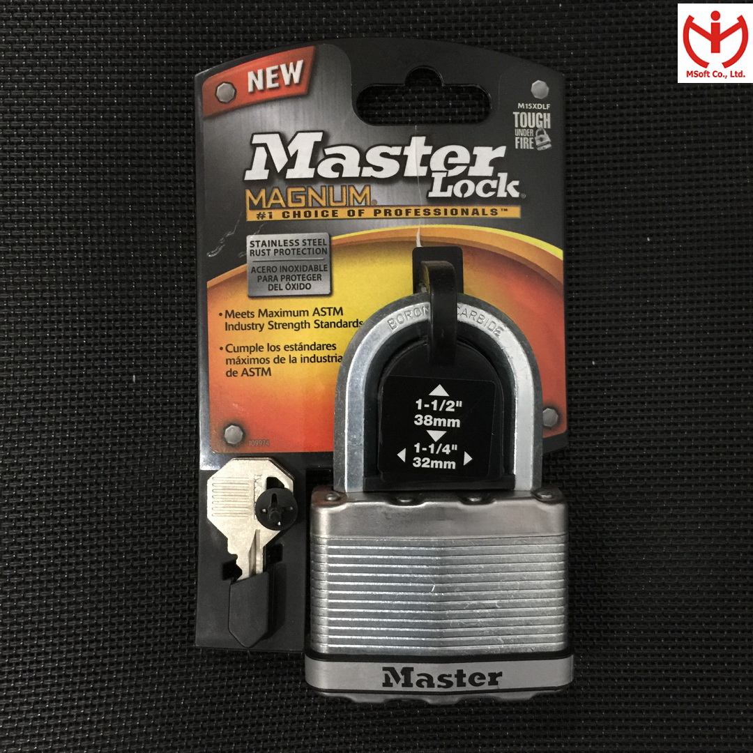 Ổ khóa Master Lock M15 XDLF Thân lá thép rộng 64mm càng dài 38mm 2 chìa răng cưa - MSOFT