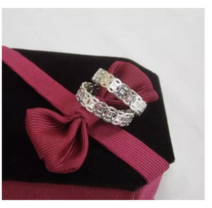 Bộ 2 nhẫn kim tiền free size bạc 925