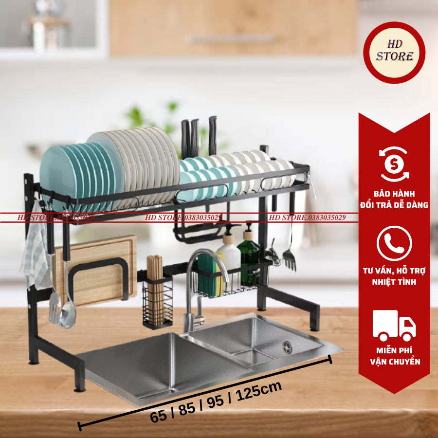 🔥 Kệ Để Bát Đĩa Đa Năng Thông Minh - 1 TẦNG - Giá Để Đồ Chén Đĩa Thép Carbon Sơn Đen Cao Cấp 🔥