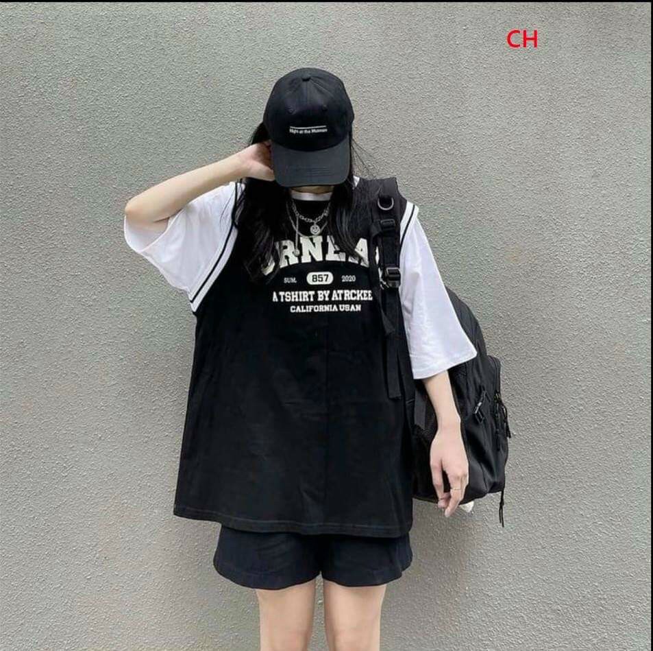 Sét áo thun phối màu và quần sooc cá tính siêu đẹp