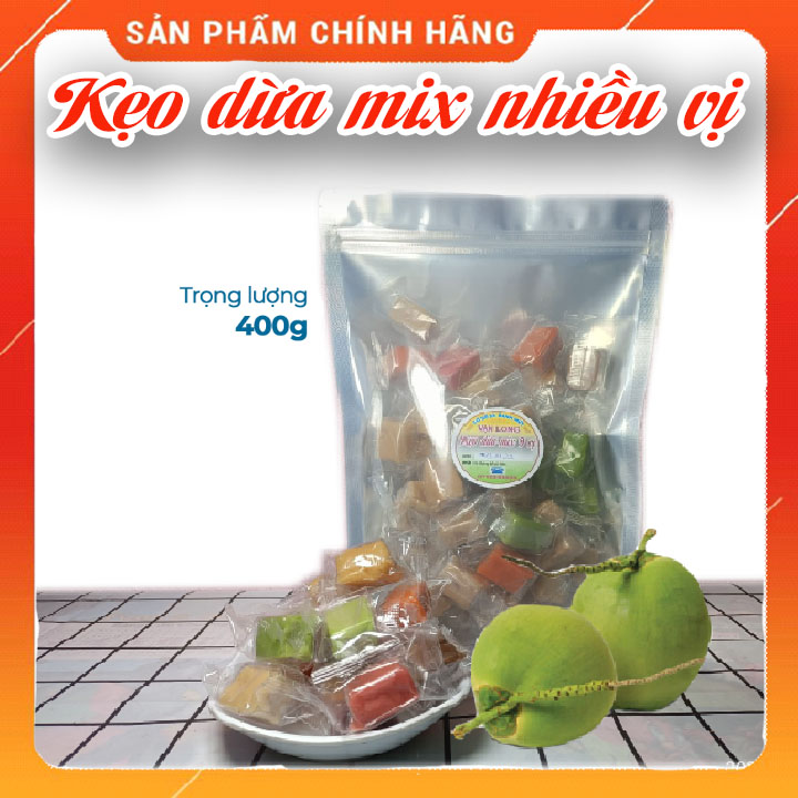 Kẹo dừa mix nhiều vị ăn vặt