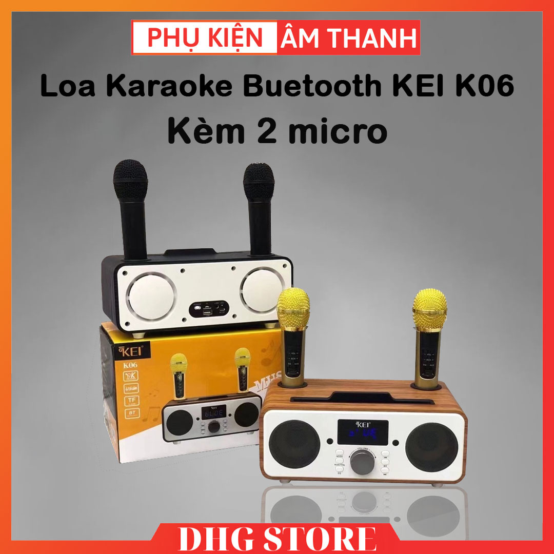 Loa Karaoke Buetooth KEI K06 - Loa Bluetooth Xách Tay Cao Cấp- Tặng Kèm 2 Micro, Màn Hình LCD Âm Thanh Sống Động, Bass Trầm Ấm, Chỉnh EQ, Echo Trên Micro, Hát Và Nghe Nhạc Siêu Hay, Bảo Hành 12 Tháng