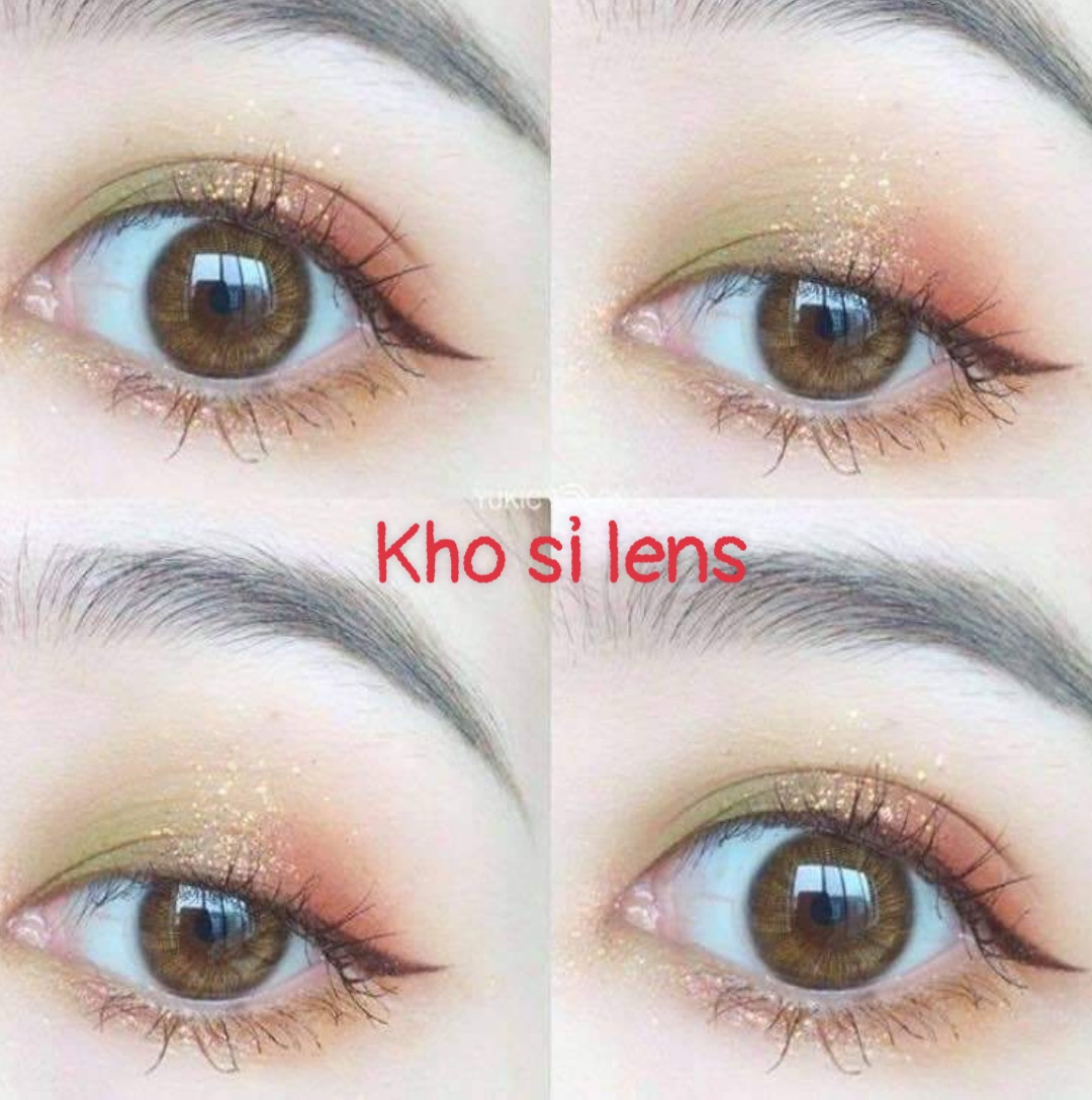 [Yêu thích] 5 mẫu lens nâu tự nhiên giãn vừa  (Full từ 0 độ đến 6 độ) khách được chọn độ cận (HSD 12 tháng) tặng kèm