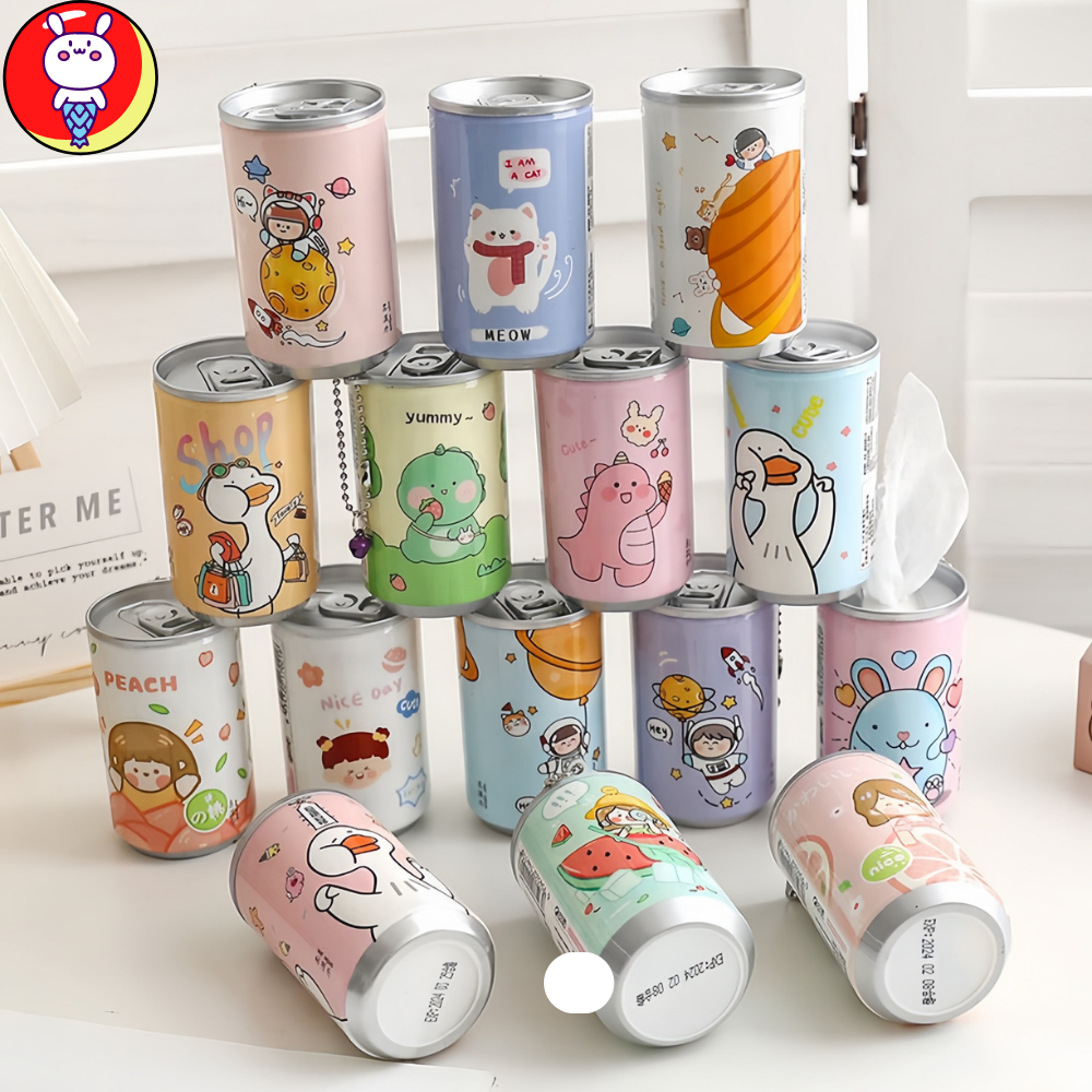 Khăn giấy ướt hình lon nước mini 30 miếng có móc treo siêu đáng yêu
