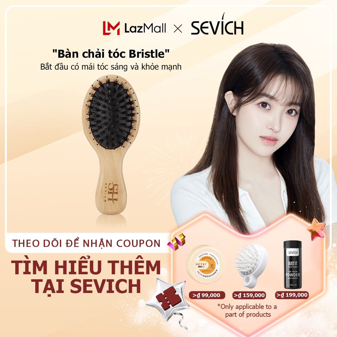 Sevich lược đệm khí lược chải tóc mát xa da đầu lược lông bằng gỗ tự nhiên