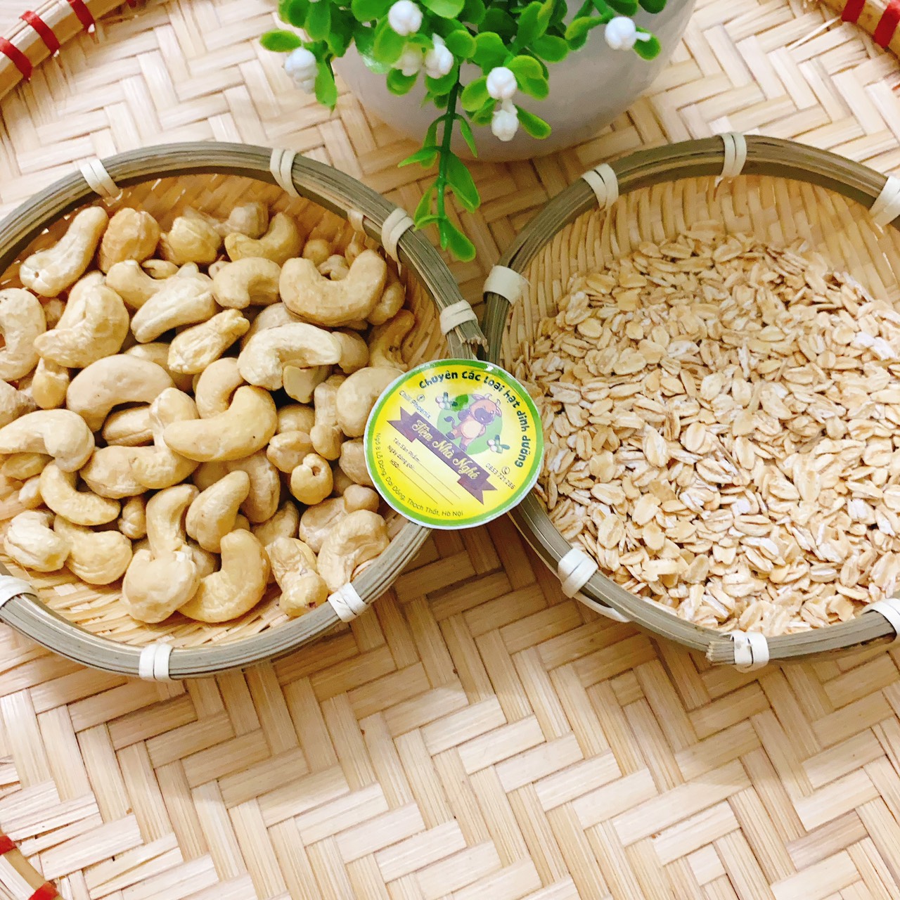100g Hạt mix yến mạch + hạt điều làm sữa hạt, nấu ăn dặm đóng túi zip kèm gói hút ẩm sạch sẽ