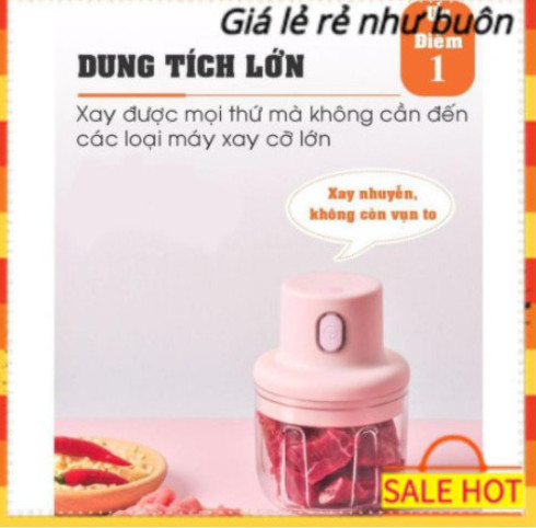 Máy Say Tỏi Ớt, Hành, Thịt Mini Tự Động Sạc Pin Đa Năng Tiện Dụng An toàn