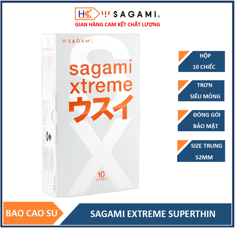 Bao cao su siêu mỏng cao cấp Sagami Xtreme Super Thin 10 bao