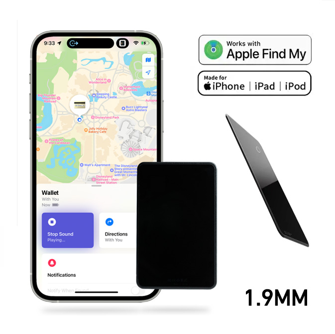 Apple MFi Certified Card tracker Finder Wallet tracker Slim Thin Find My + NFC Tag AirTag Tracker Locator Finder for Apple iPhone iPad Android