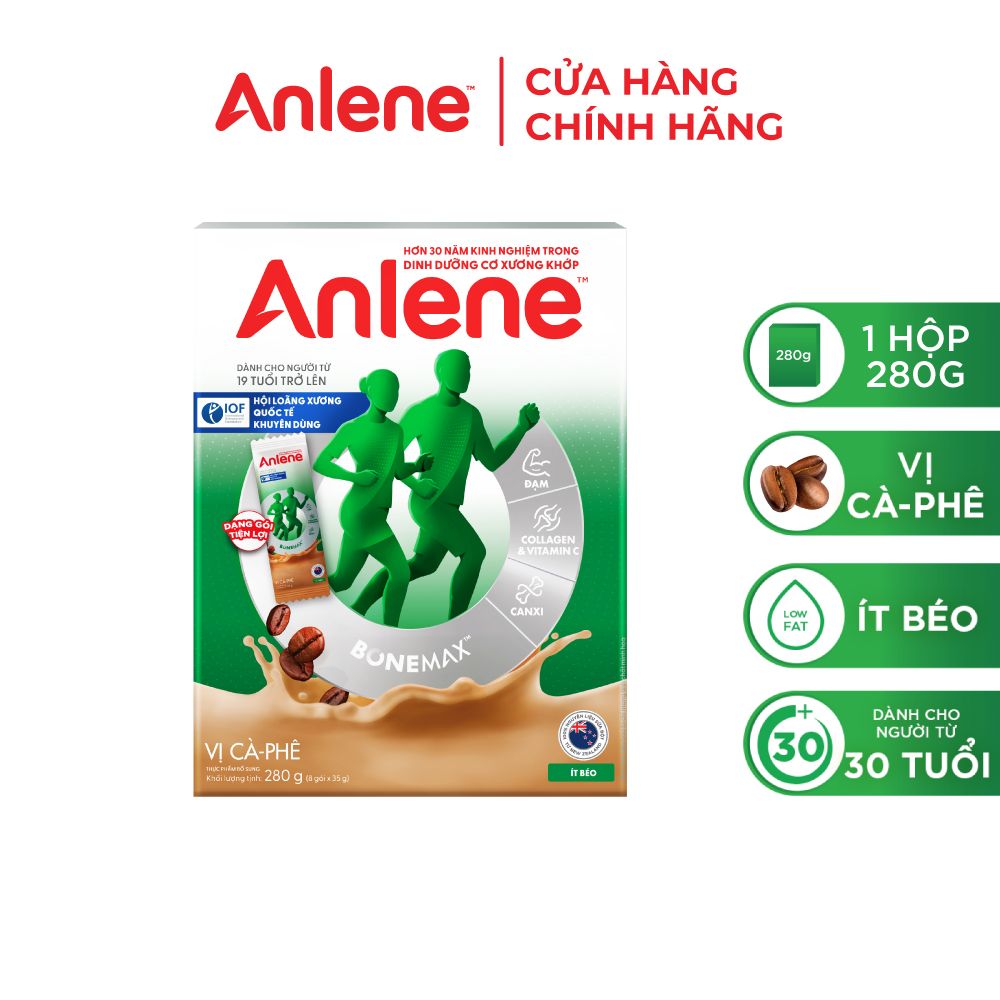 [Voucher giảm đến 26%]Sữa Bột Anlene Hương Cà Phê Dạng Gói Tiện Lợi (8 Gói x 35G)