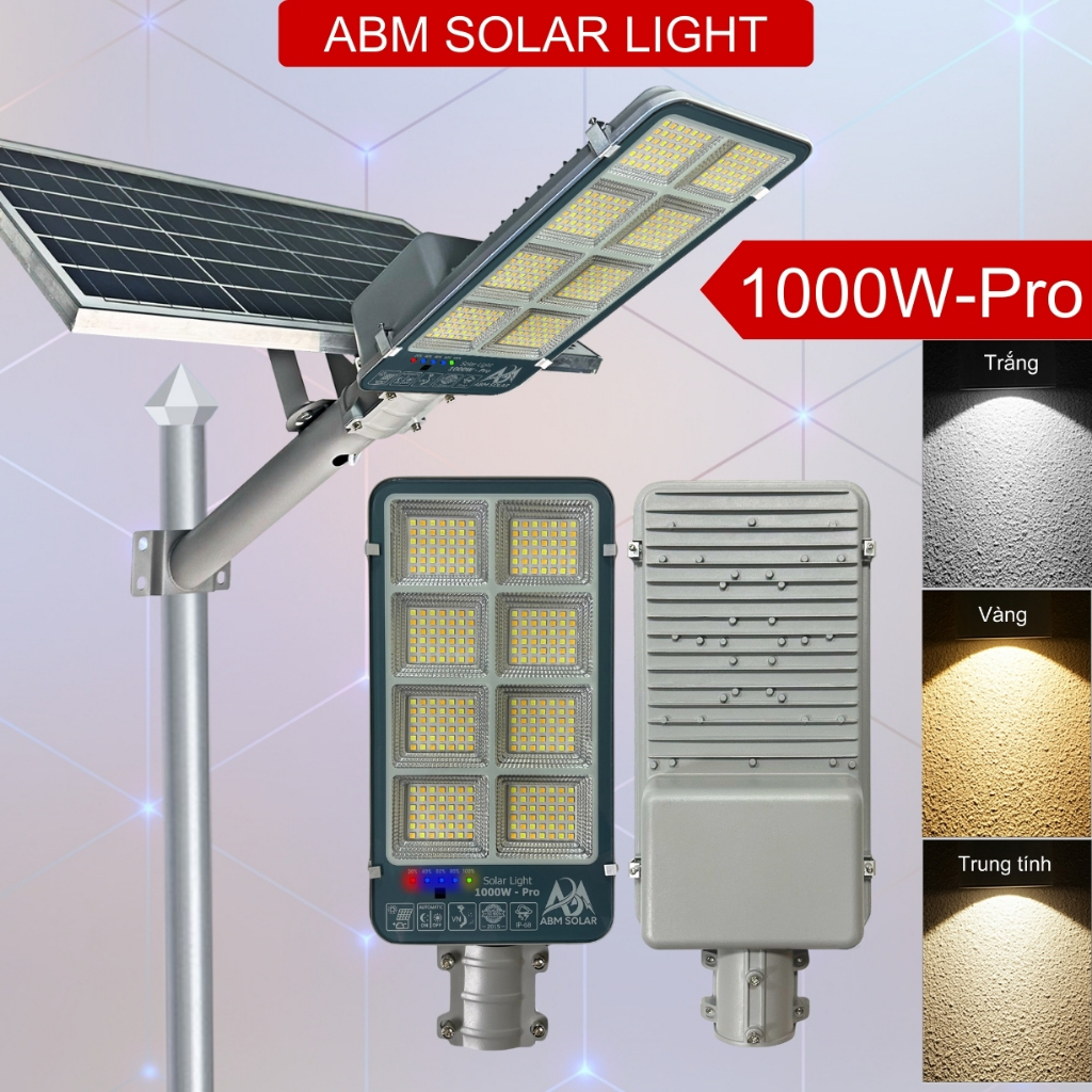 [1000W] Đèn Năng Lượng Mặt Trời 200w - 1000W , Đèn Đường , Sân Vườn . Tấm Pin Monosilicon Năng Lượng Rời  , IP68 Chống Nước  ABMSOLAR