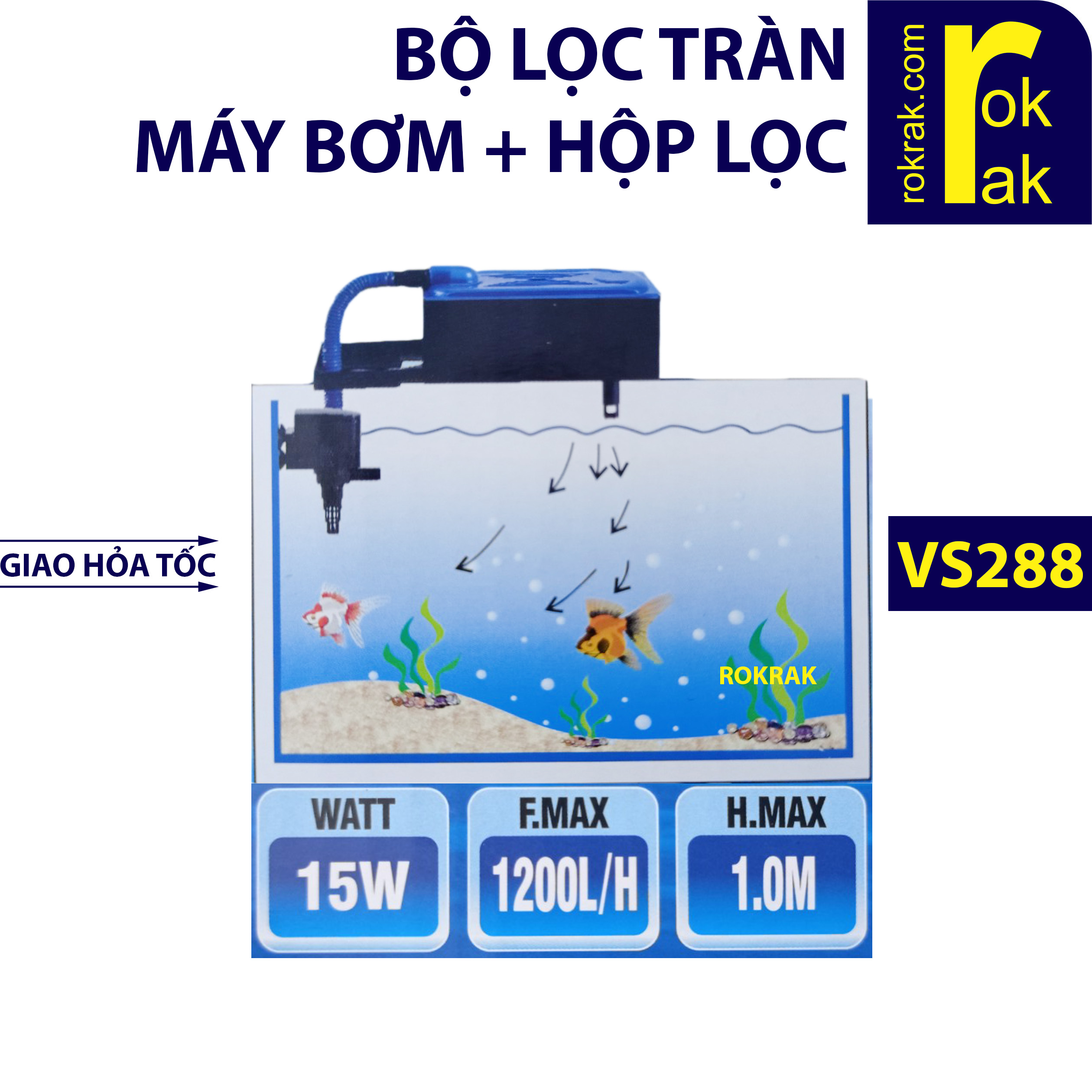 Bộ lọc tràn VS288 Vs 288 vipsun lọc trên 15w cho hồ cá