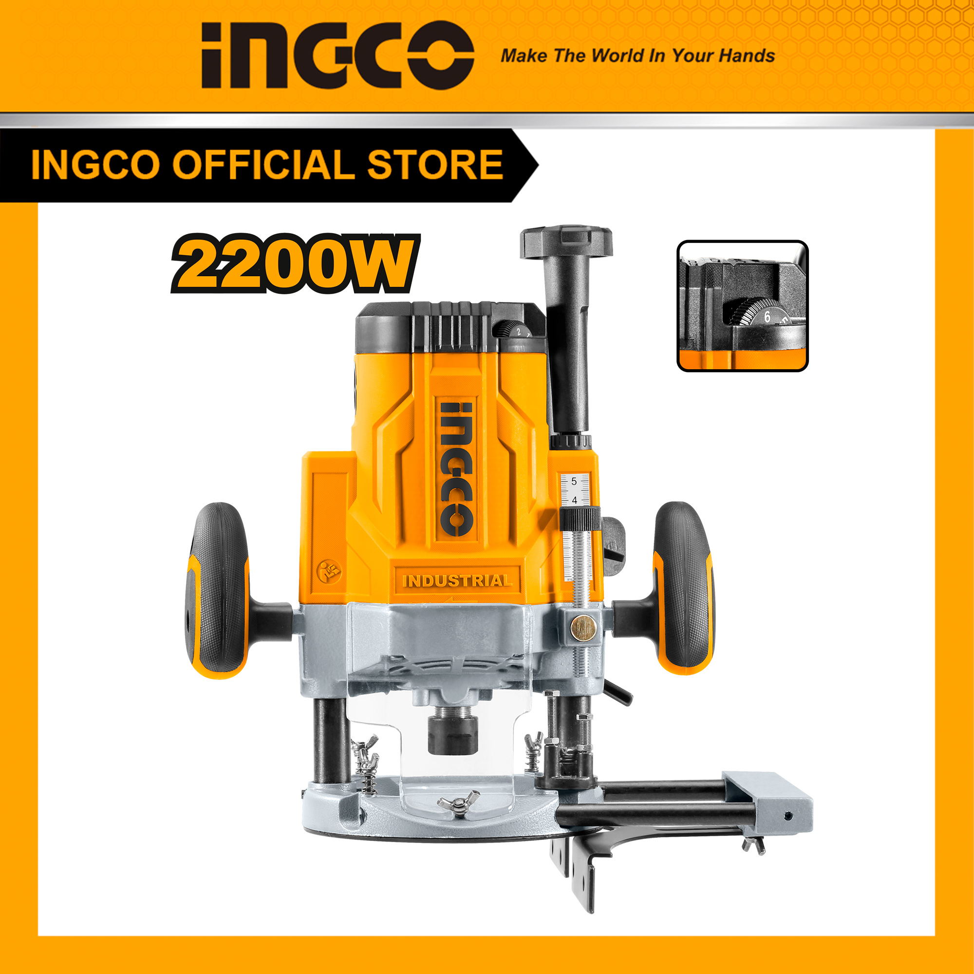 Máy phay gỗ công suất 2200w ingco rt22008