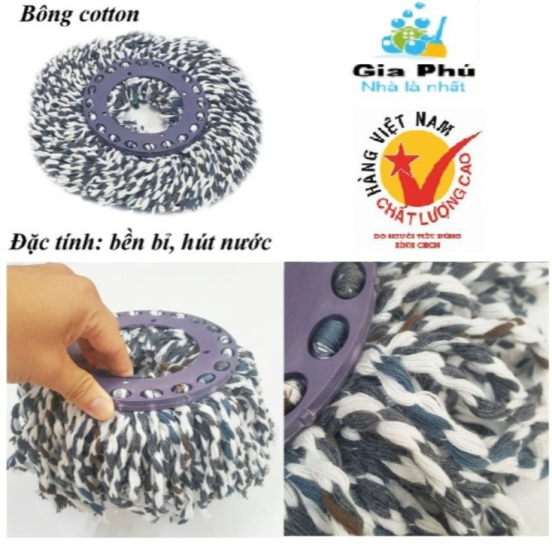 Combo 2 bông lau nhà 100% sợi cotton Gia Phú