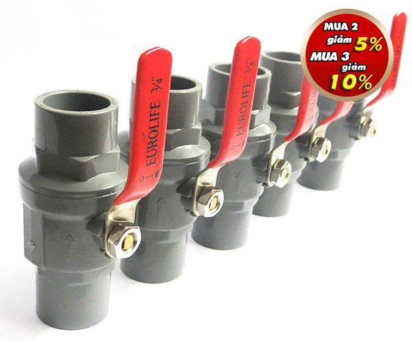 Bộ 5 van tay Inox EL-IN 27 Eurolife dễ dàng đóng mở, lắp đặt phù hợp cho các ống có đường kính 27mm (Xám)