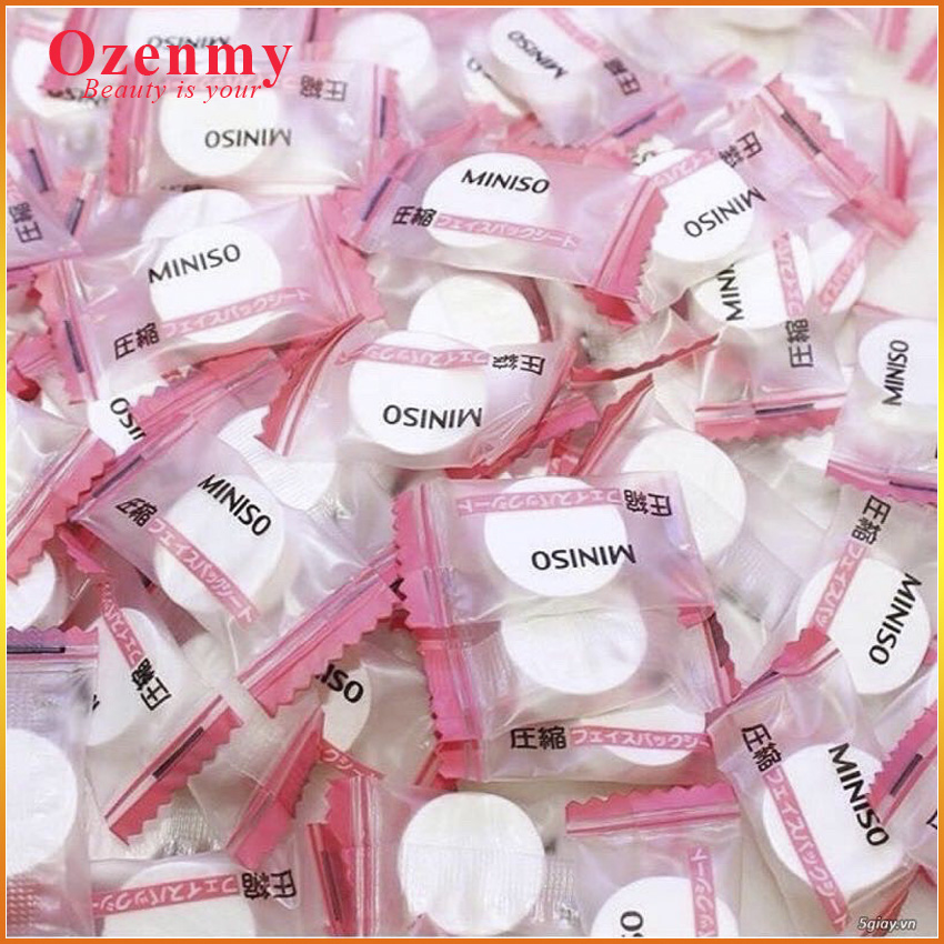 [Mua 10- tặng 2] Mặt nạ giấy nén Miniso Nhật Bản kết hợp với nguyên liệu đắp mặt tự làm hoặc nước hoa hồng đắp mặt nạ dưỡng da tiện lợi - Ozenmy
